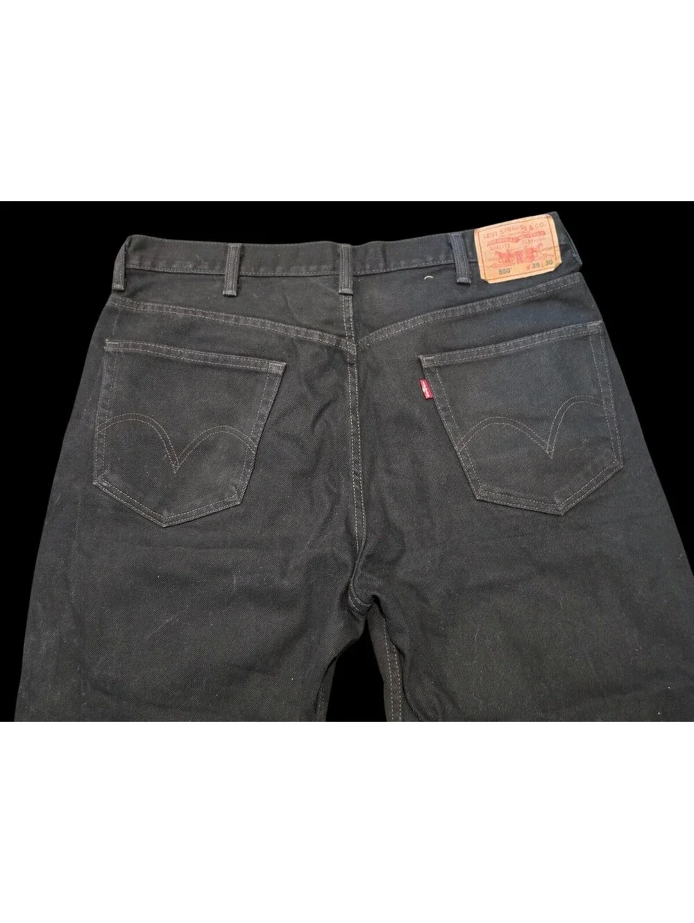Vintage Levis 550 Mens Jeans 38x30 Black Batwing Tag Relaxed Fit Denim Mexico
